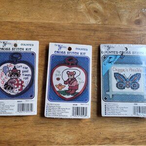 3 The New Berlin Co/ Counted Mini Cross Stitch Ornament Kits BNIB SEE PICS BIN H